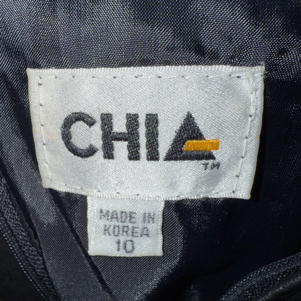 Vintage‎ CHIA Black Leather Pencil Skirt Biker Racing Stripe Y2K Size 10 - Picture 7 of 11